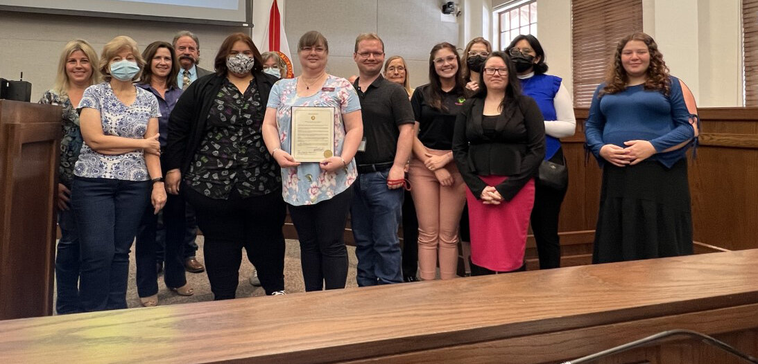OKEECHOBEE -- Okeechobee County Library staff and volunteers were on hand to accept the National Library Week proclamation at the April 27 meeting of the Okeechobee County Commission.